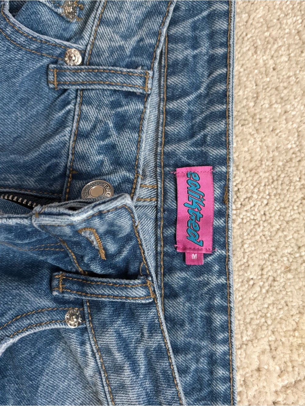 Edikted High Rise Distressed Blue Jeans - Picture 2 of 3